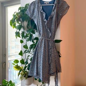 Authentic Madewell Silk Ruffle Edge Wrap Dress